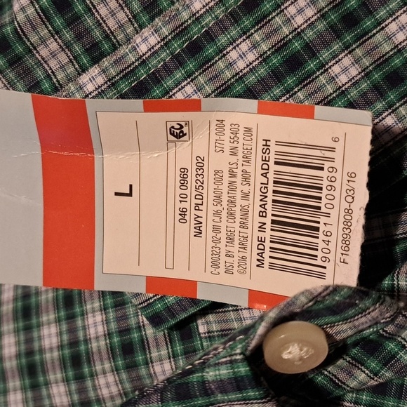 Cat & Jack boys large or 12-14 blue & green plaid long sleeved shirt - Picture 3 of 6